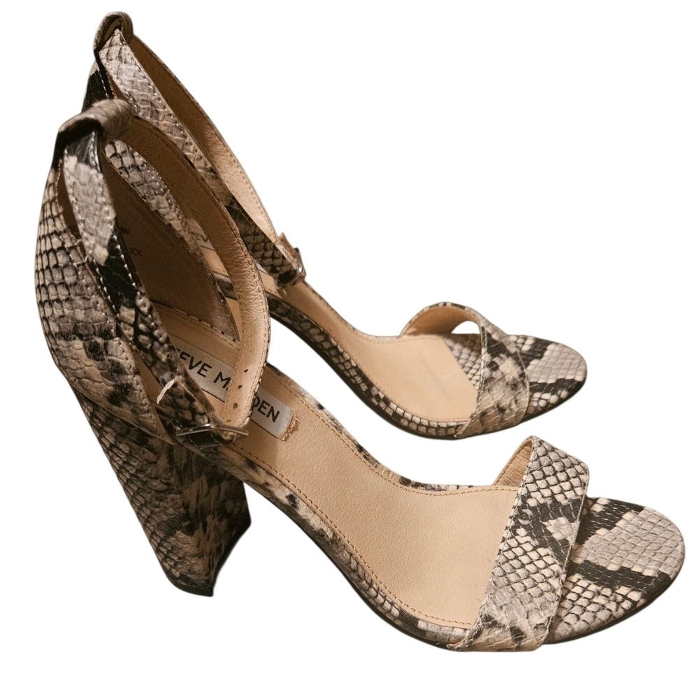 Steve Madden Snake Print Block Heel Sandals